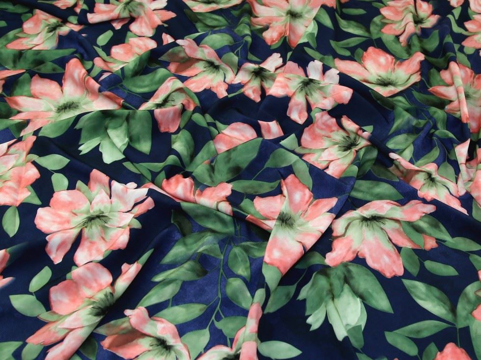 John Louden Navy Stretch Woven Crepe Fabric