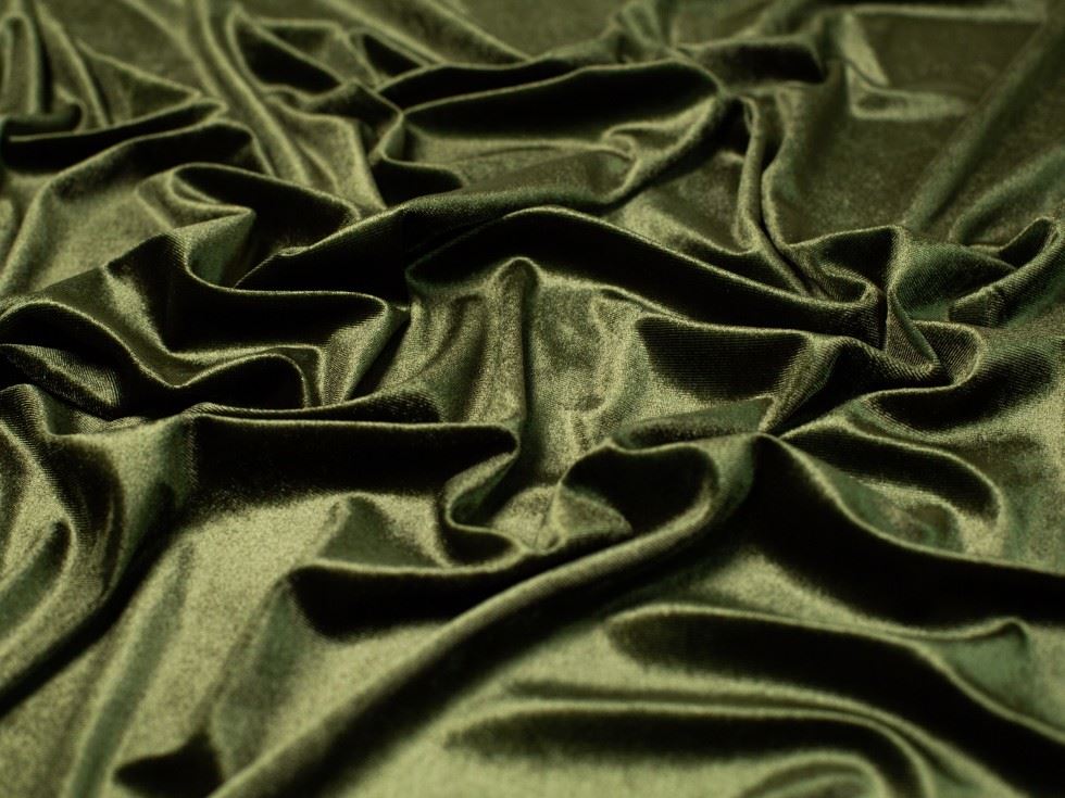 Minerva Core Range Panne Velvet Stretch Knit Fabric Olive Green
 