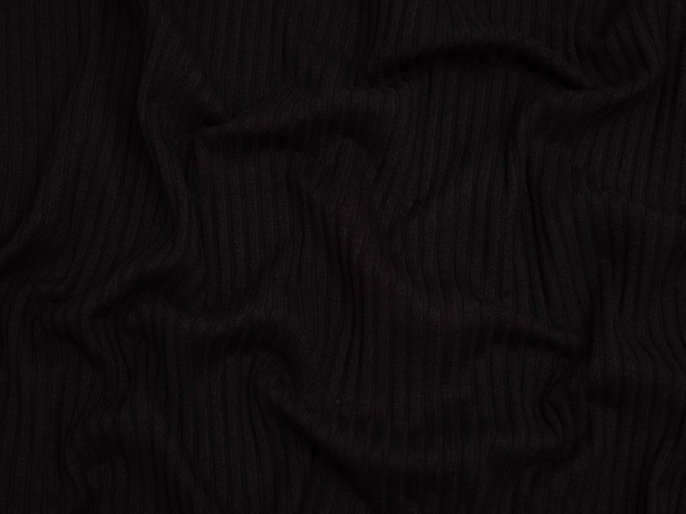 Minerva Core Range Black Viscose Rib Stretch Knit Fabric