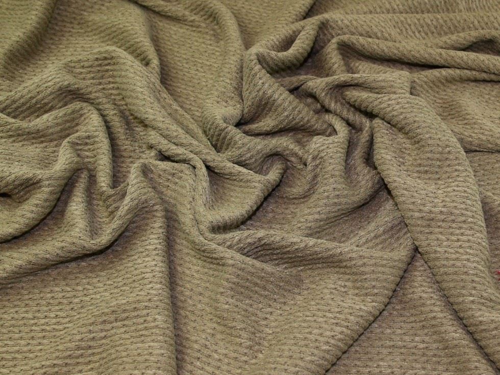 Beige Deadstock Rope Sweater Knit Stretch Fabric