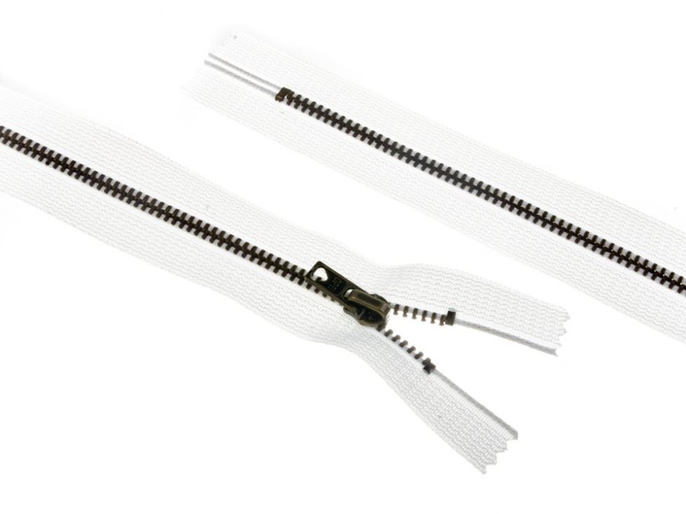 Opti White Antique Metal Closed End Jean Zips