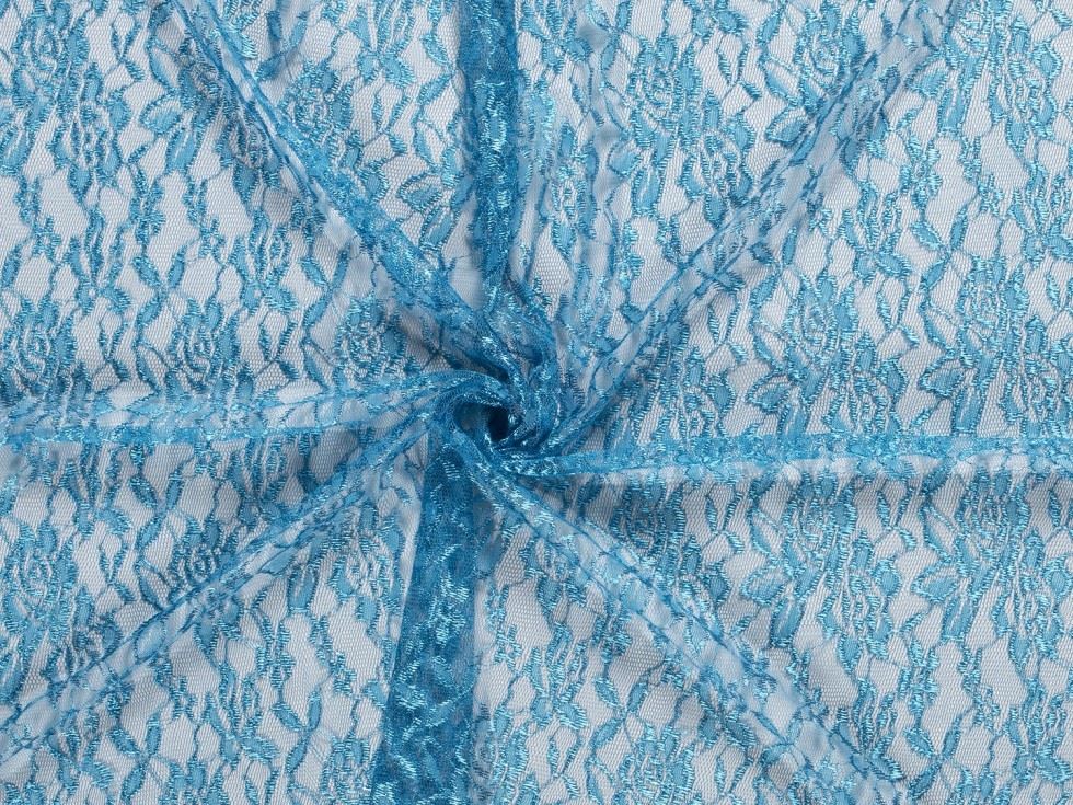 Turquoise Fine Floral Lace Fabric