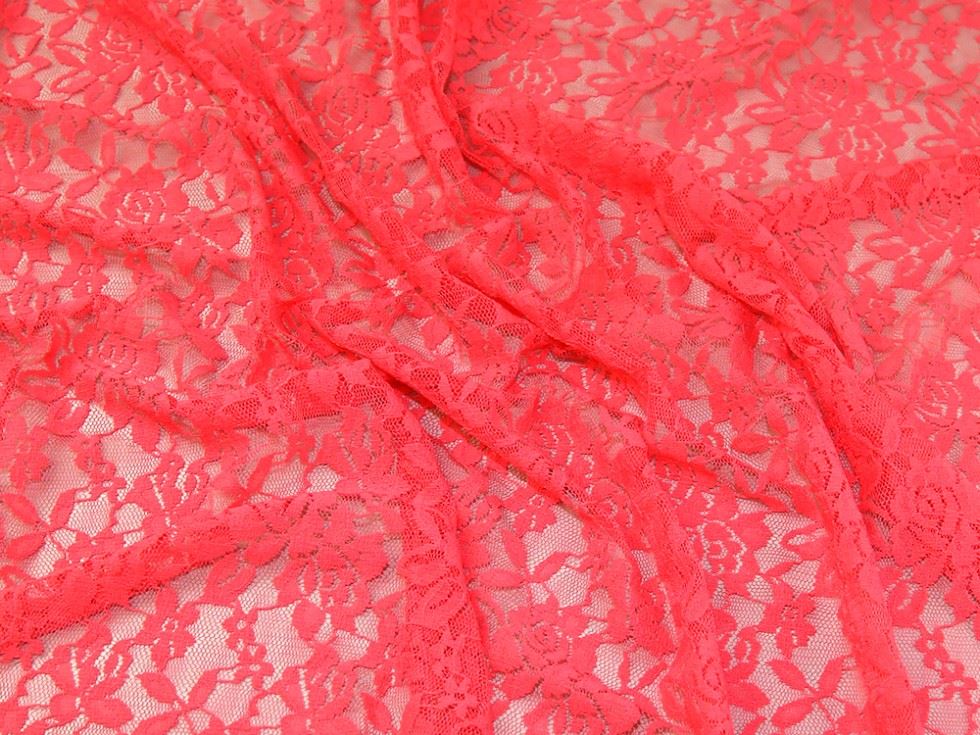 Deadstock Stretch Lace Fabric Cherry Pink
 