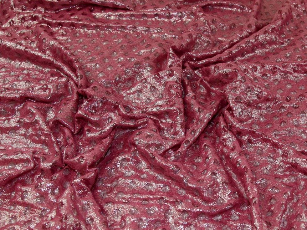 Plum Deadstock Metallic Stretch Lace Fabric