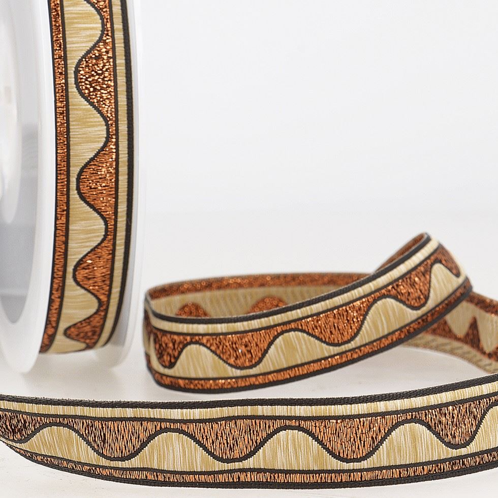 Stephanoise Jacquard Ribbon Copper Beige
 