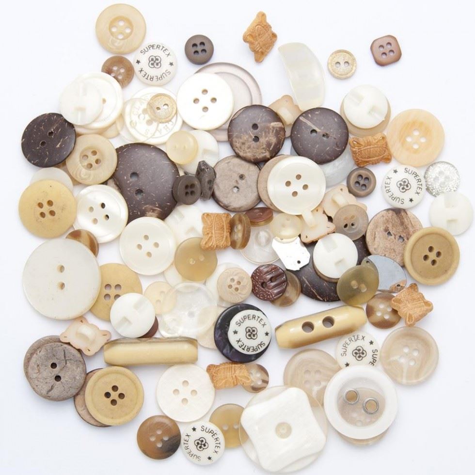 1 Kilo Assorted Buttons Bulk Value Pack Cream & Brown