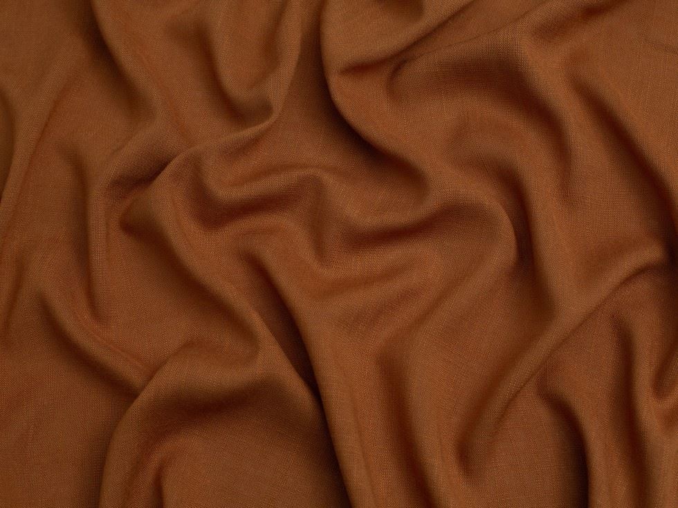 Rust Stretch Woven Slub Linen Look Viscose Fabric