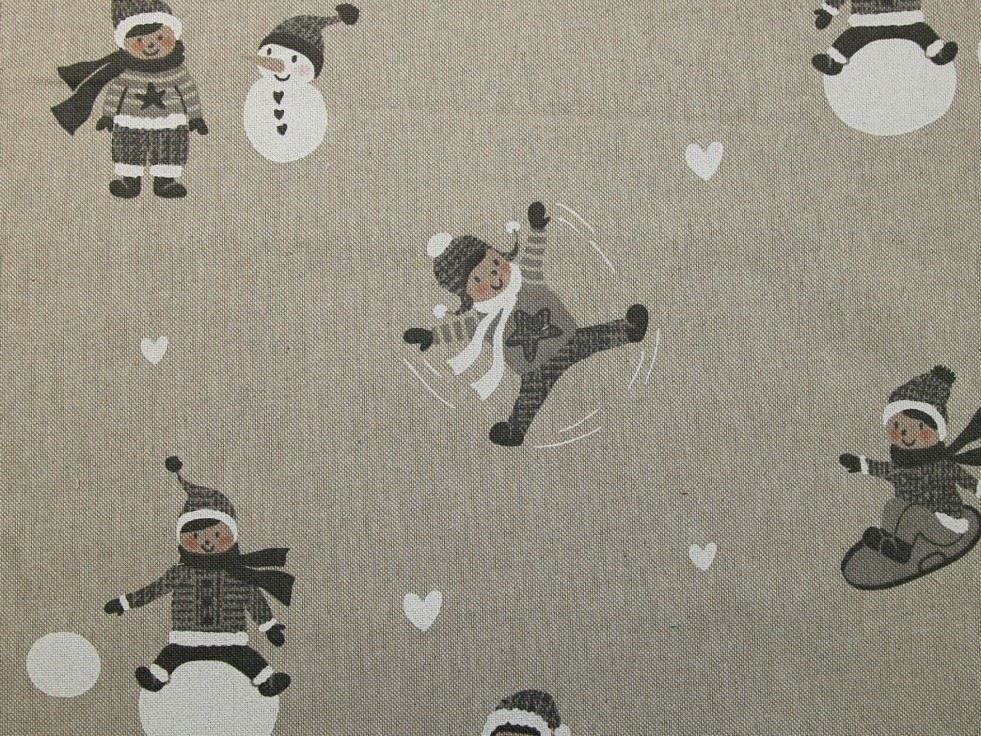 Deadstock Cotton Canvas Fabric Grey on Beige
 