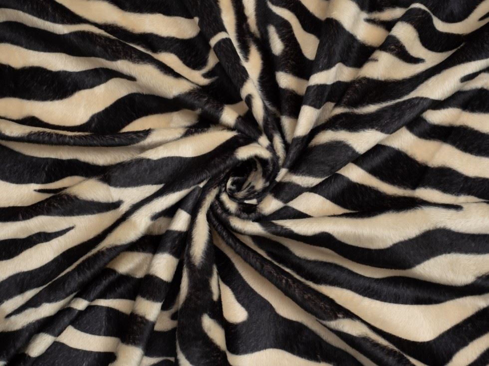 Minerva Core Range Camel Zebra Velboa Faux Fur Fabric