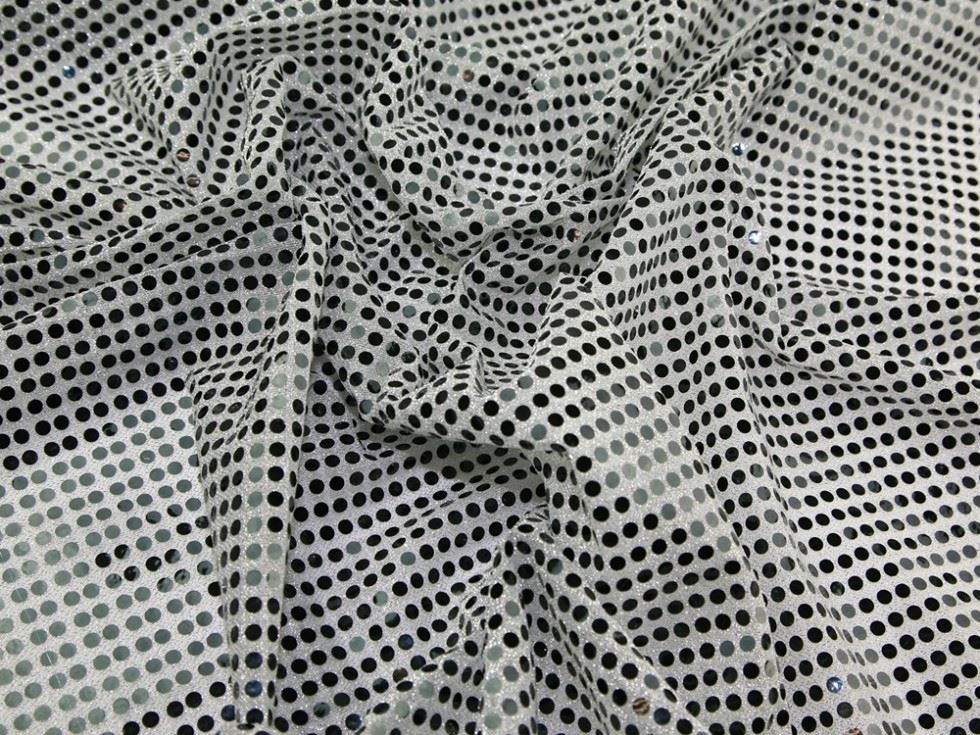Deadstock Sequin Stretch Knit Fabric Silver/Black
 