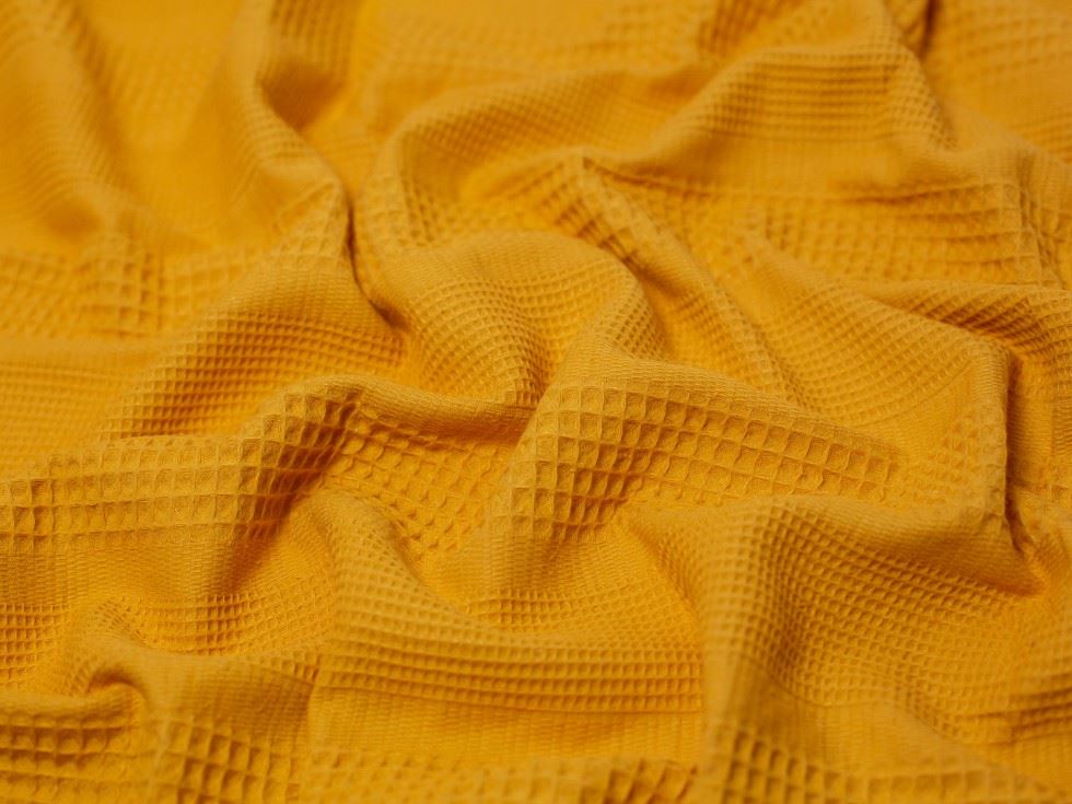 Textured Cotton Waffle Fabric Ochre