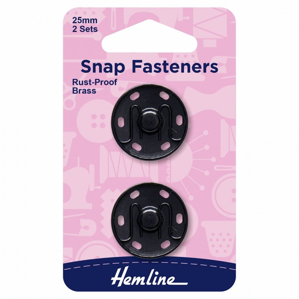Hemline Black Sew On Metal Snap Fasteners