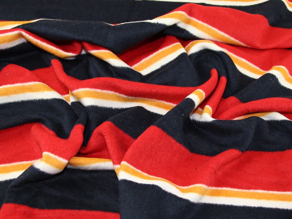 Red Multi Deadstock Wool Blend Coating Fabric