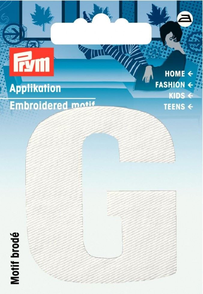 Prym Letter G - White Alphabet Letter Patch Motif
