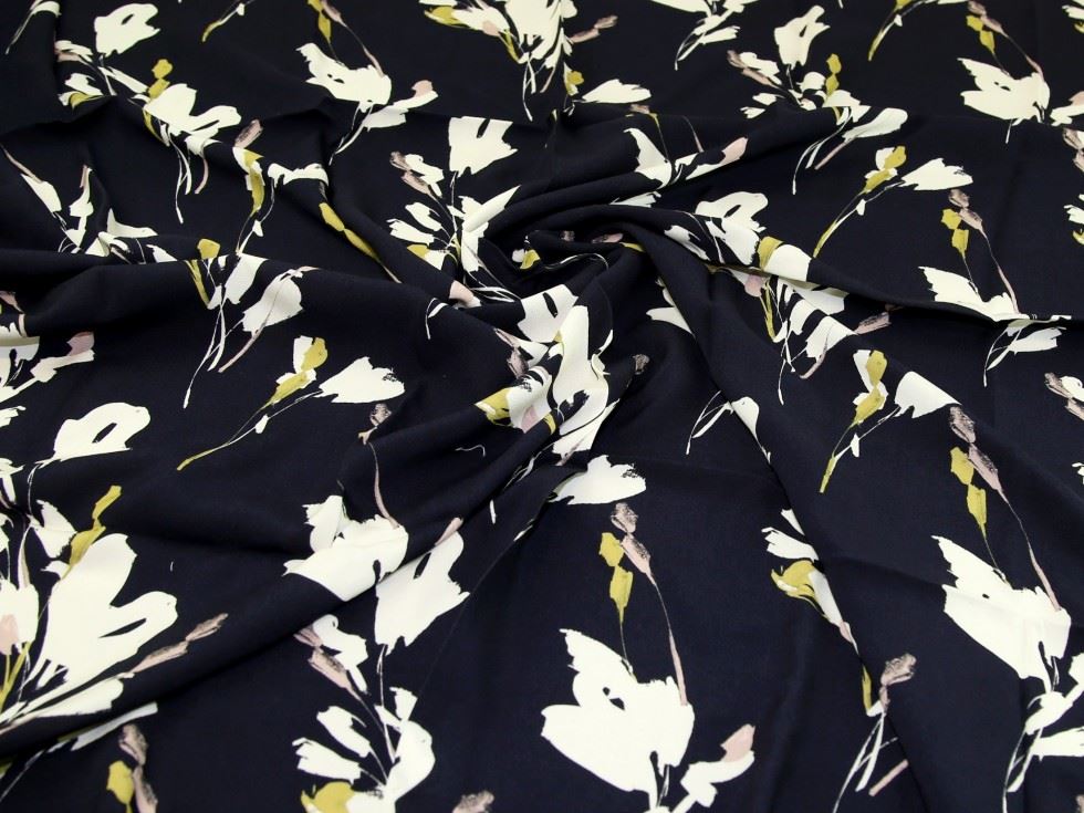 John Kaldor Navy Fernando Viscose Challis Fabric