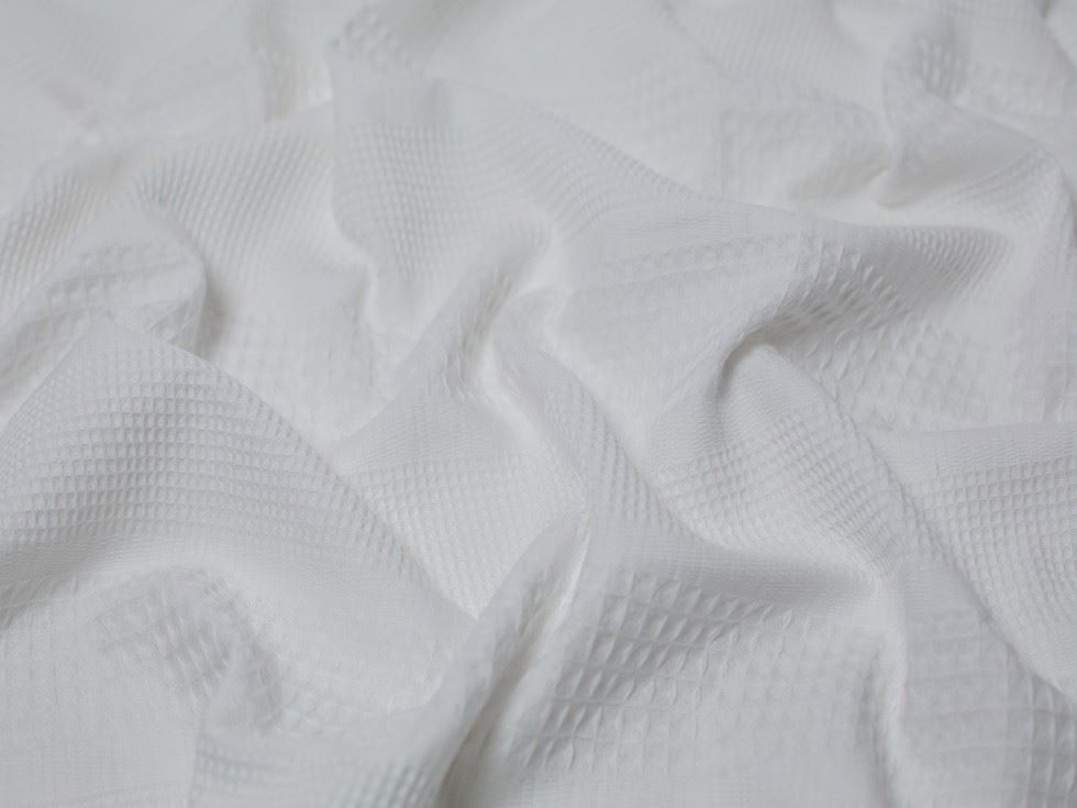 Textured Cotton Waffle Fabric White