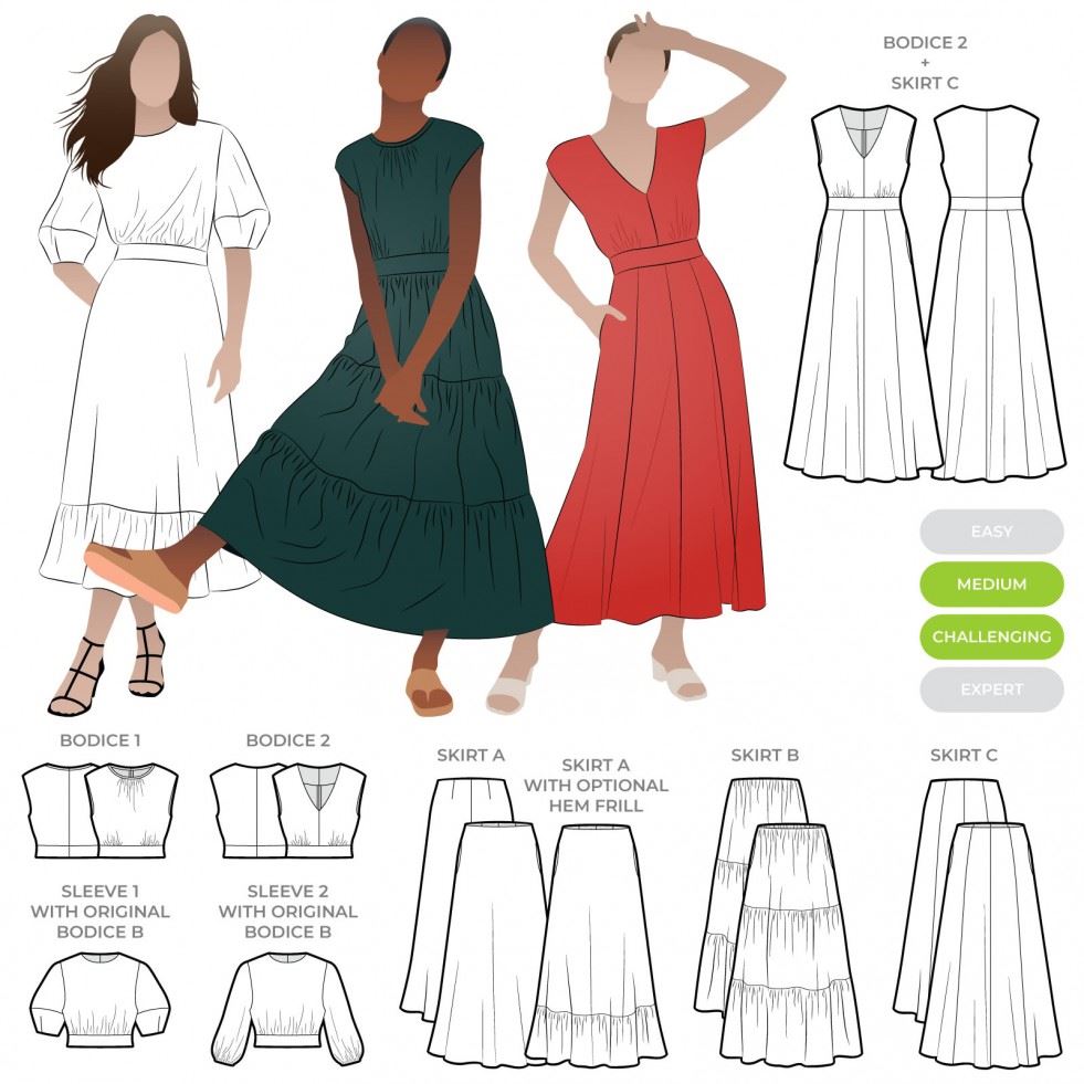 Style Arc Sewing Pattern Trinnie Dress Extension Pack