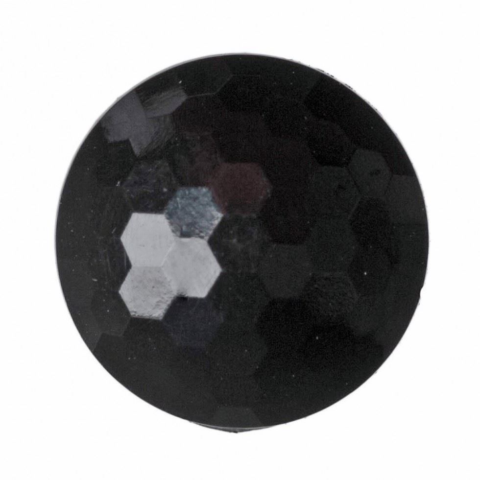 Hemline Black Round Faceted Buttons