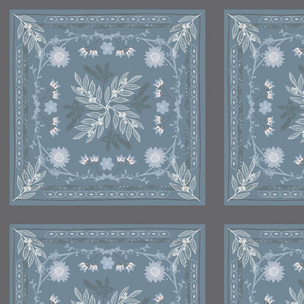 Art Gallery Fabrics Seaside Tiles 100% Cotton Poplin Fabric Navy