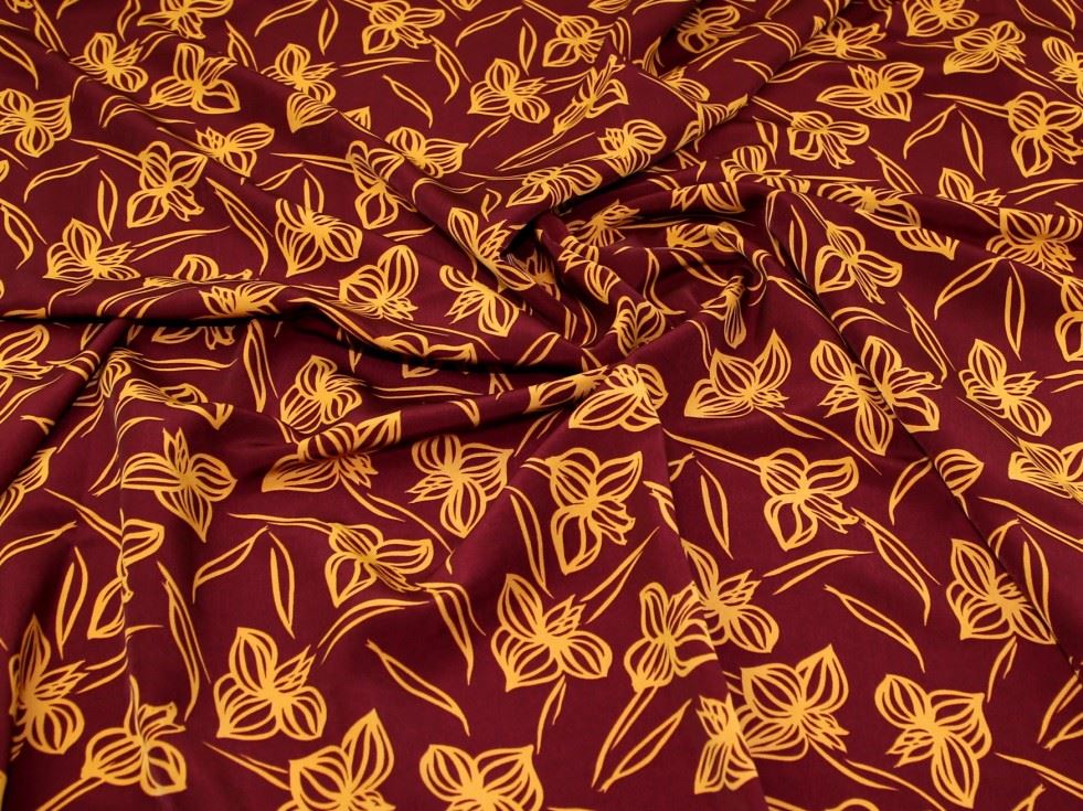 John Louden Burgundy Peachskin Crepe Fabric