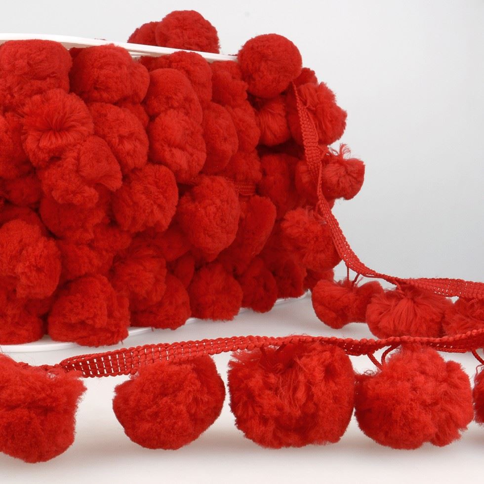 Stephanoise Pom Pom Trim Red