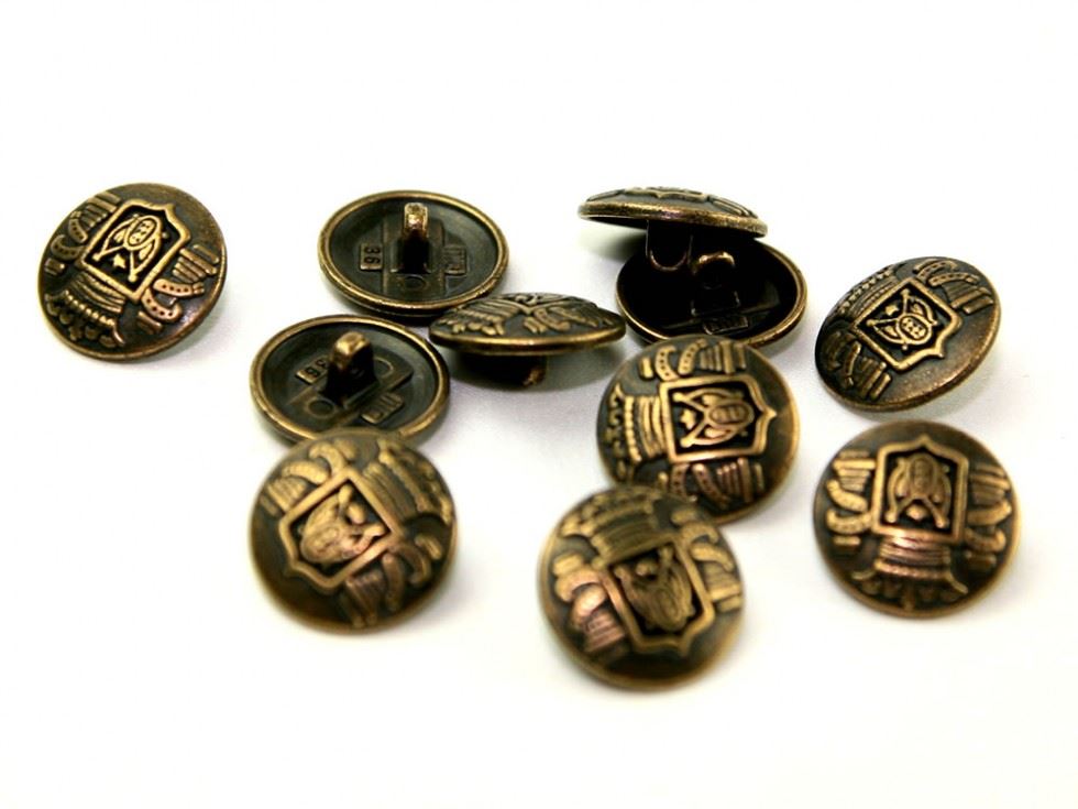 Dill Antique Gold Metal Faux Crest Buttons (Value Pack)