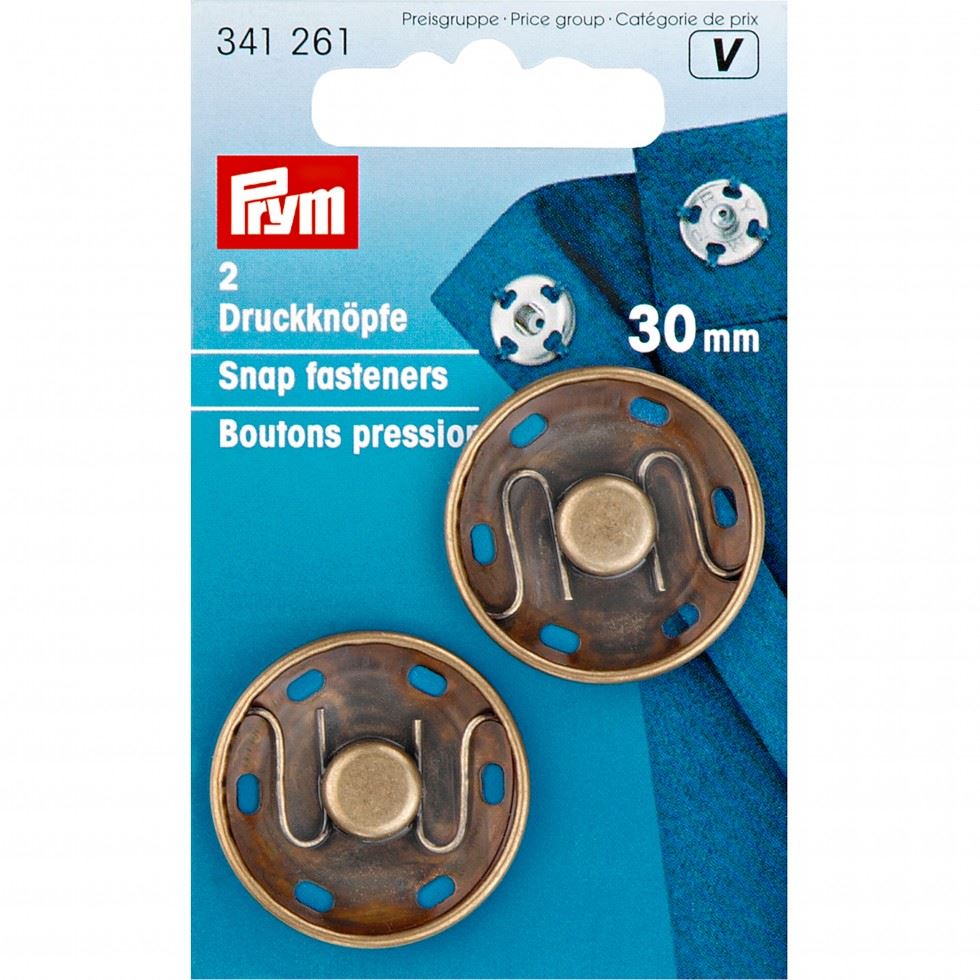 Prym Antique Brass Sew On Metal Snap Fasteners