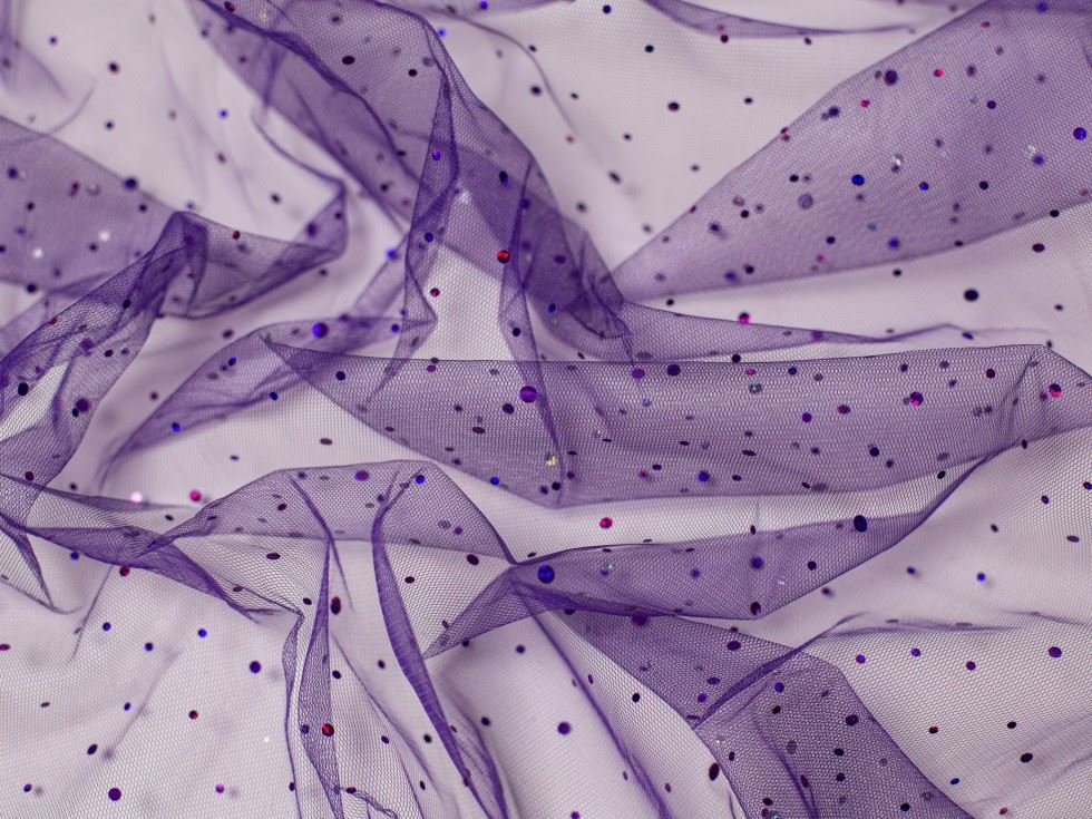 Minerva Core Range Purple Sequin Tulle Net Fabric