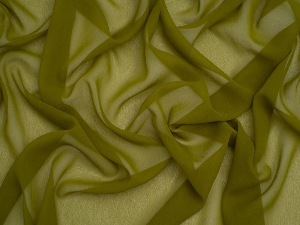 Minerva Core Range Dark Chartreuse Light Sheer Chiffon Fabric