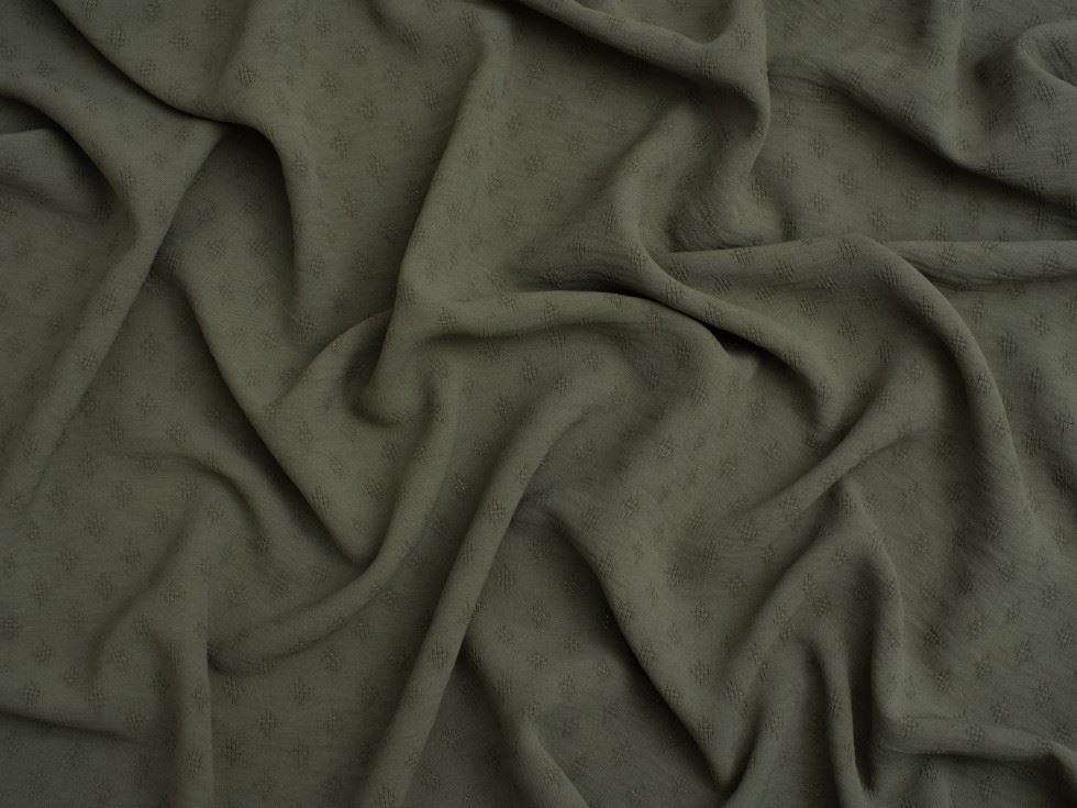 Minerva Core Range Dobby Ocean Washed Stretch Woven Crepe Fabric Khaki
 