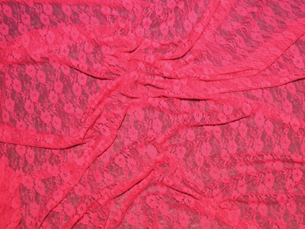 Deadstock Stretch Lace Fabric Cerise
 