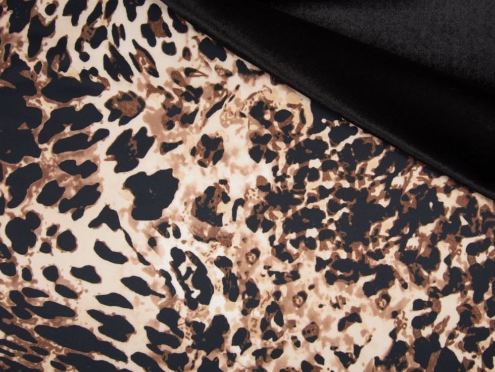 Deadstock Velour Scuba Stretch Knit Fabric Brown & Black
 