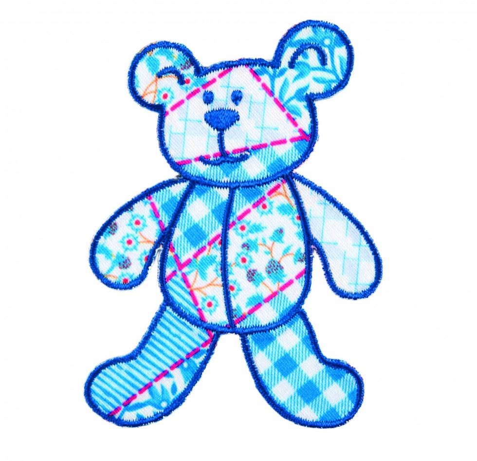 Craft Factory Blue Patch Motif Patchwork Bear