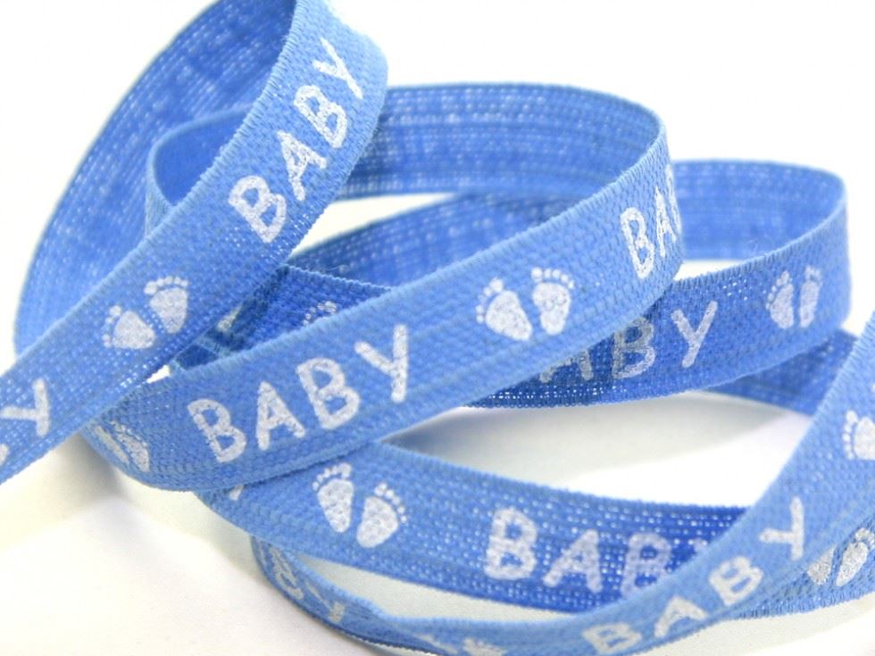 Baby Feet Ribbon Blue