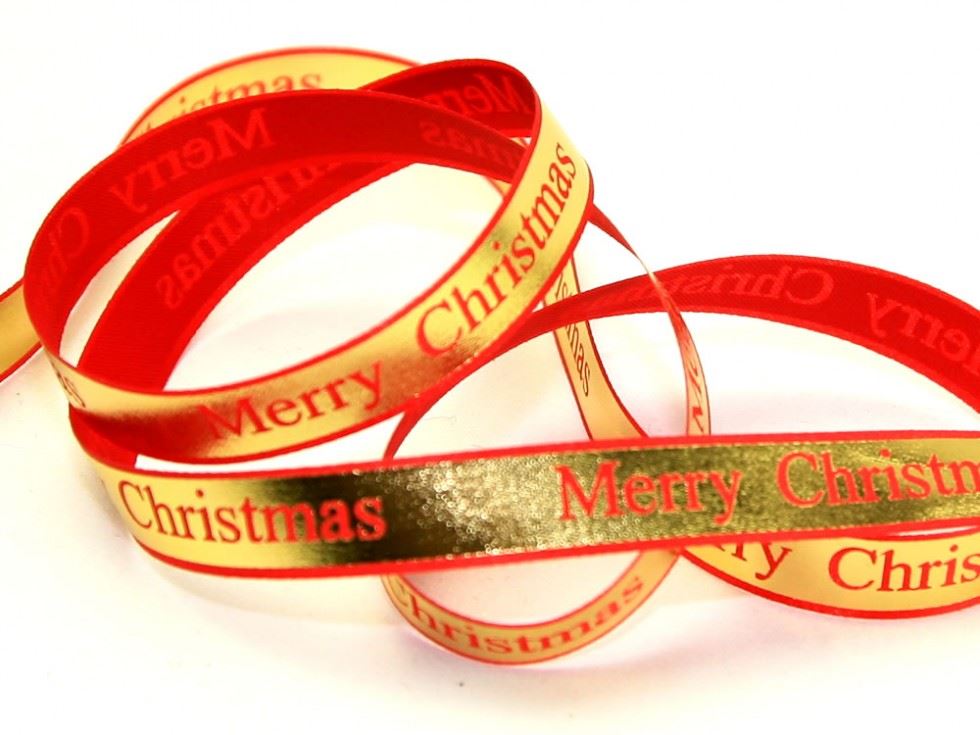 Foil Merry Christmas Ribbon Red & Gold
 
