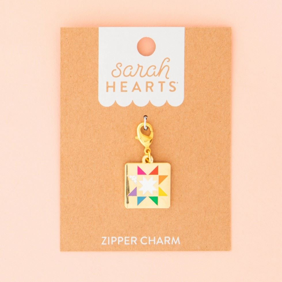 Sarah Hearts Quilt Star Zip Charm
 