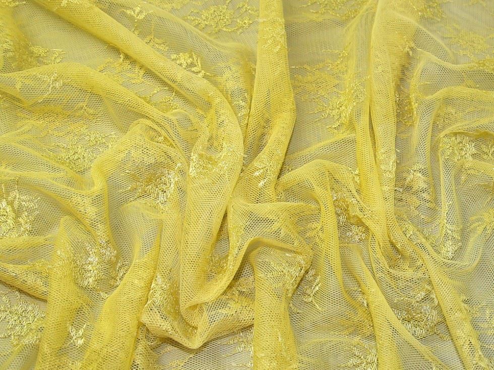 Lemon Deadstock Metallic Lace Fabric