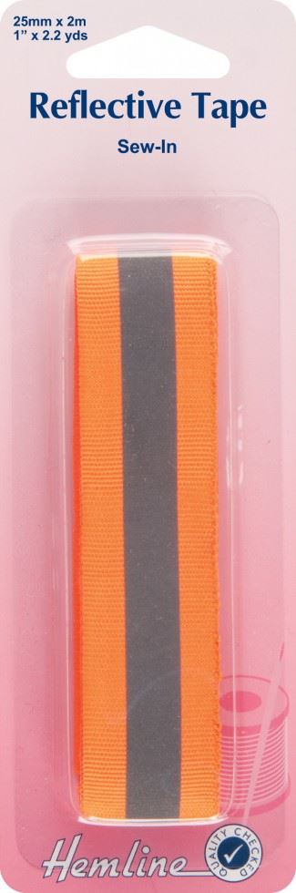 Hemline Orange Sew On Reflective Webbing Tape