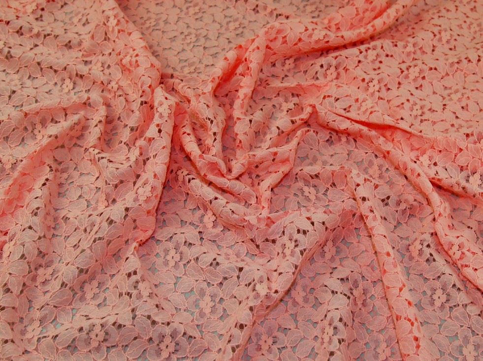 Coral Deadstock Corded Lace Fabric