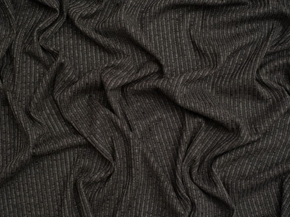 Minerva Core Range Narrow Viscose Rib Stretch Knit Fabric Charcoal
 