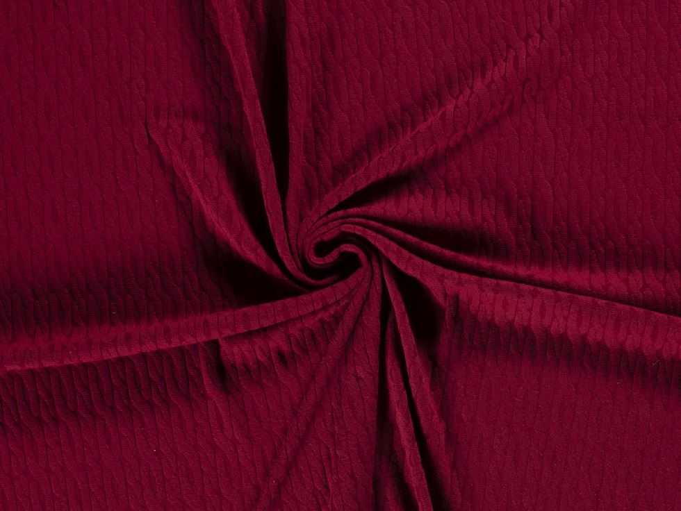 Cotton Jacquard Textured Stretch Knit Fabric Wine
 