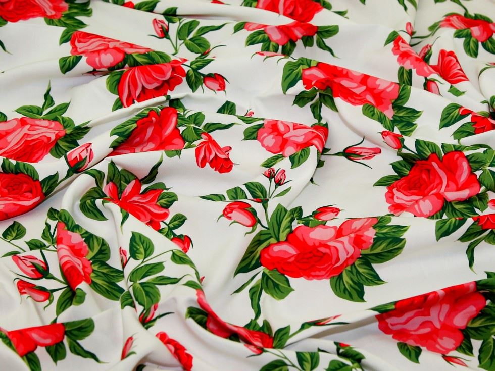 White Deadstock Viscose Challis Fabric
