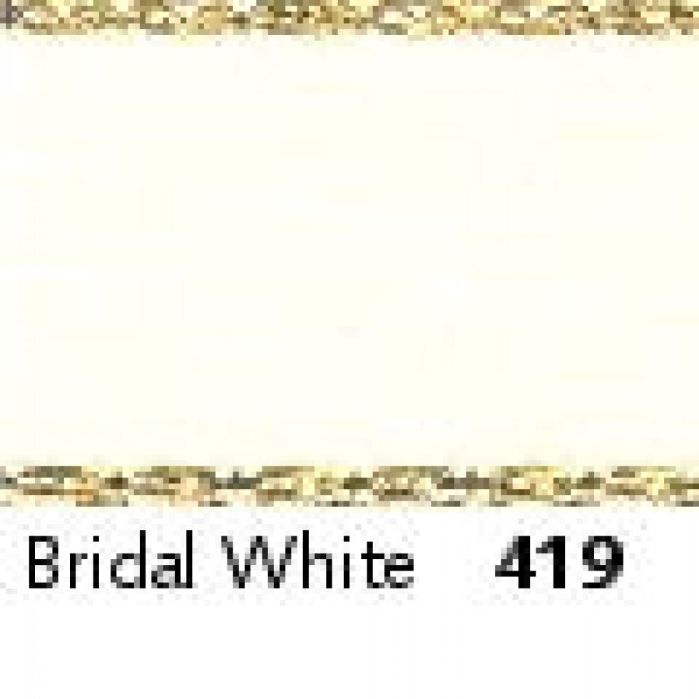 Berisfords Gold Edge Satin Ribbon (Value Roll) 419 Bridal White
 