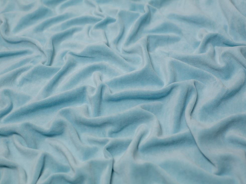 Minerva Core Range Aqua Cotton Velour Stretch Knit Fabric