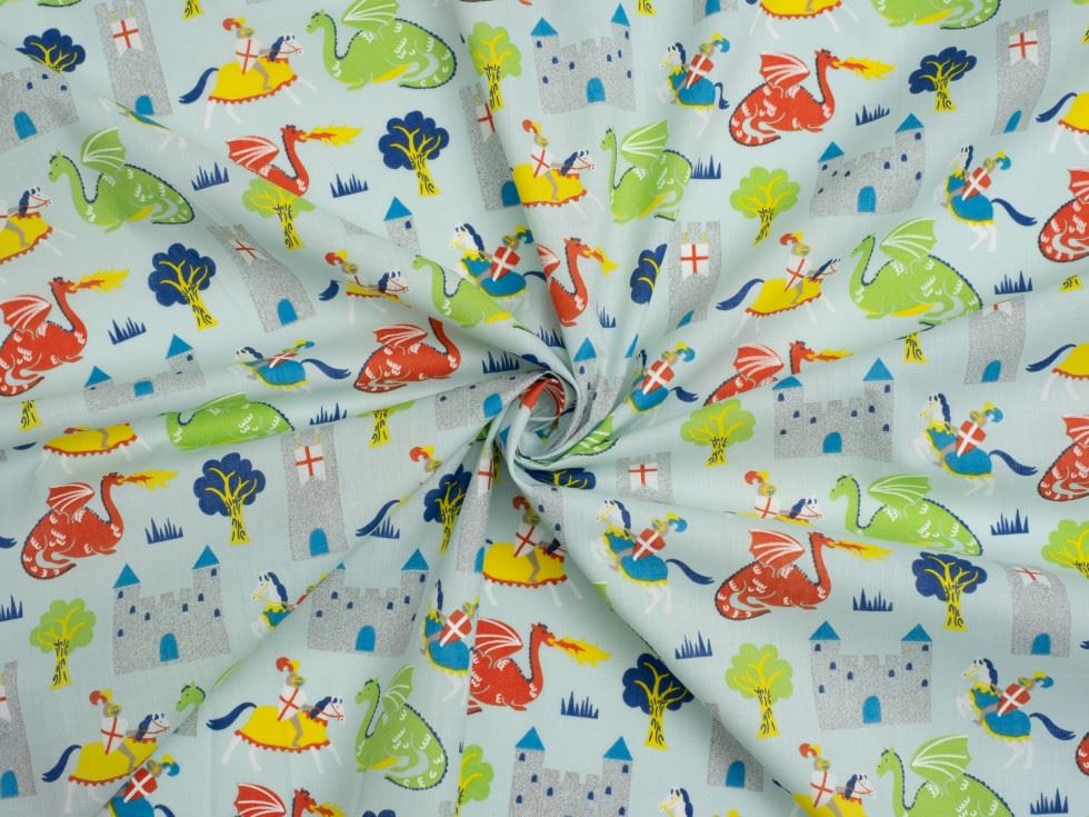 Blue Printed Polycotton Fabric