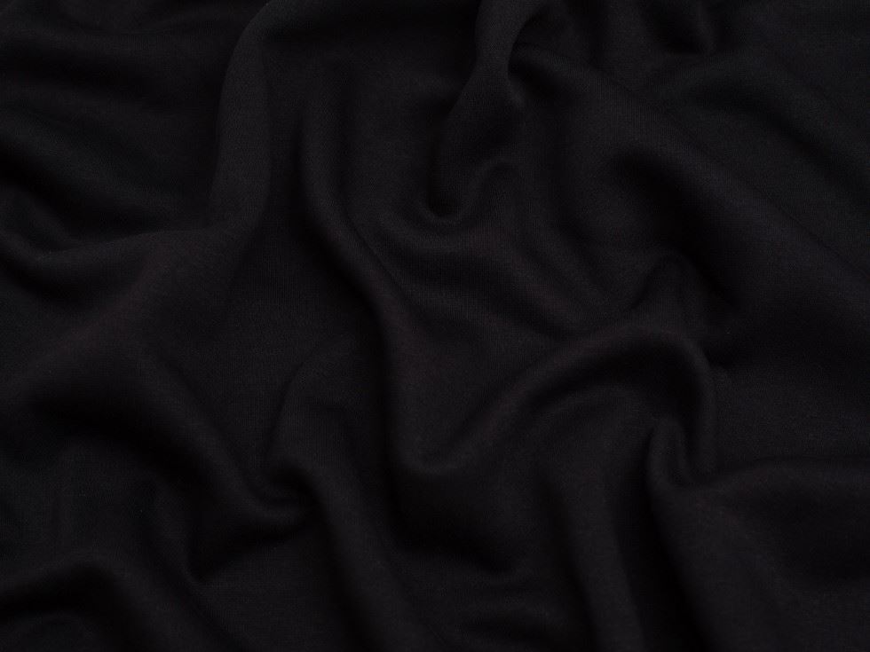 Minerva Core Range Polycotton Fleece Back Sweatshirt Stretch Knit Fabric Black
 