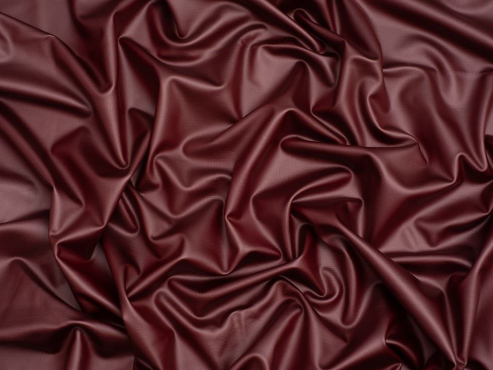 Minerva Core Range Wine Faux Leather Activewear Stretch Knit Fabric