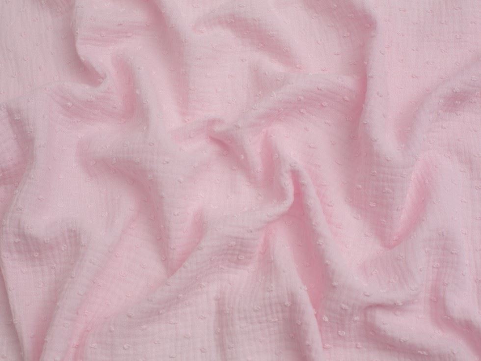 Swiss Dot Cotton Double Gauze Fabric Rose Pink