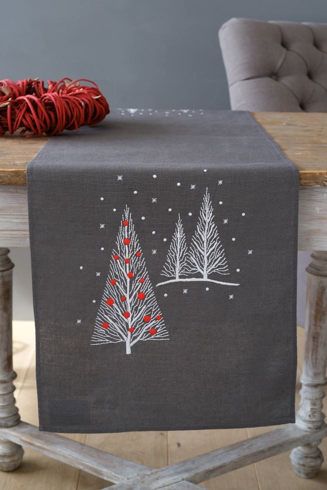Vervaco Embroidery Kit Table Runner Christmas Trees