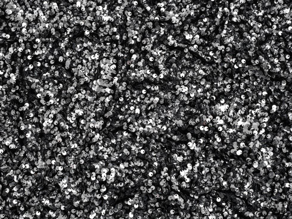 Minerva Core Range Sequin Soft Velvet Stretch Knit Fabric Silver on Black
 